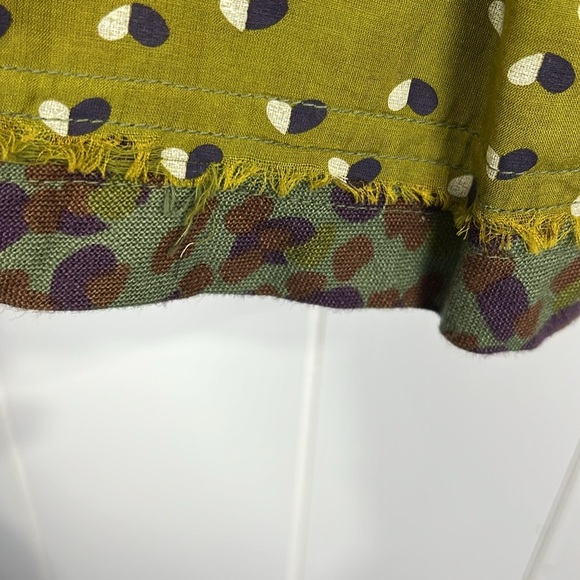 Anthropologie Gregory Womens Skirt XS/S Green Gold Mini Patch Raw Seam Trendy - Picture 5 of 12